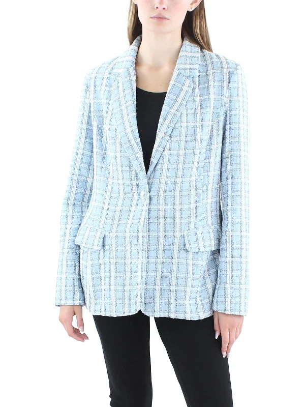 Womens Tweed Office One-Button Blazer