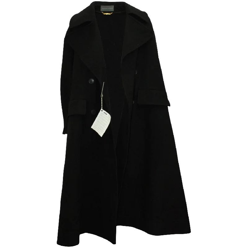 Alberta Ferretti Double Breasted Trench Coat in Black Wool